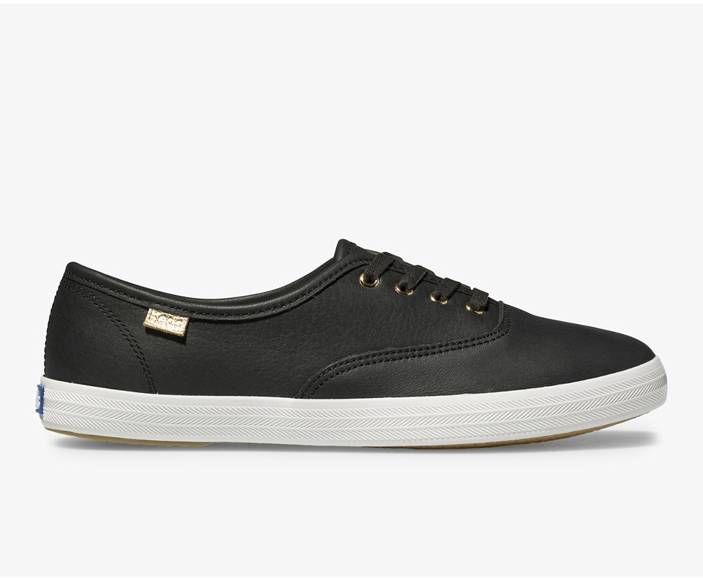 Keds Sneaker Damen Schwarz - Champion Luxe Leder - DRC-815346